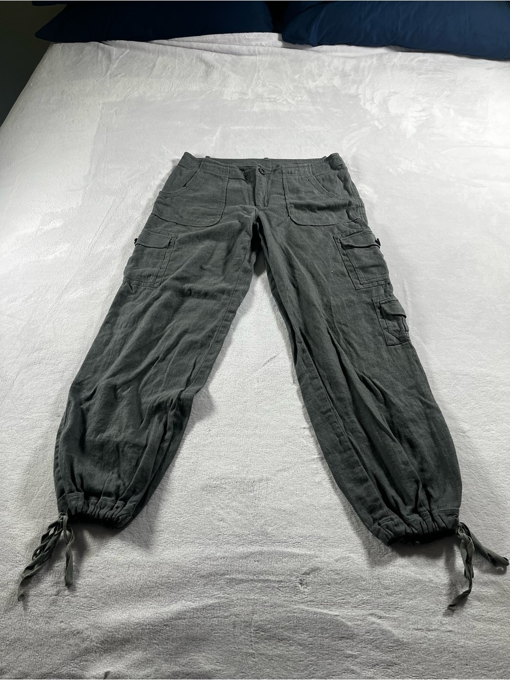 Ivy Jane Women’s Gray Linen Blend Pants Size 6 Tie at Ankle